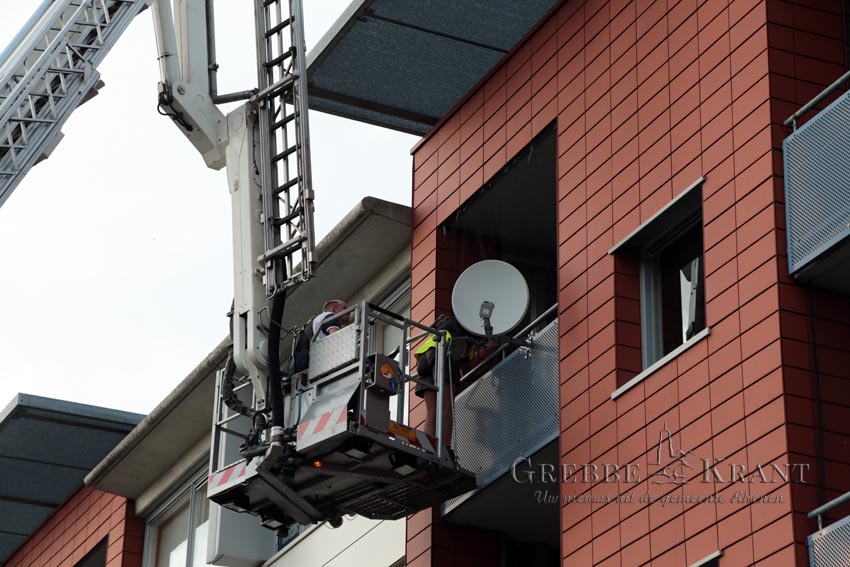 Rhenen, 05 augustus 2015. 2 duiven verstrikt in een net op een balkon. Fotograaf: Peter Kuhl.