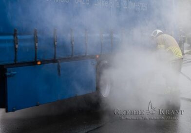 Vrachtwagen met brandende remmen